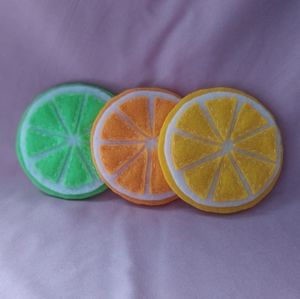 Three citrus coasters